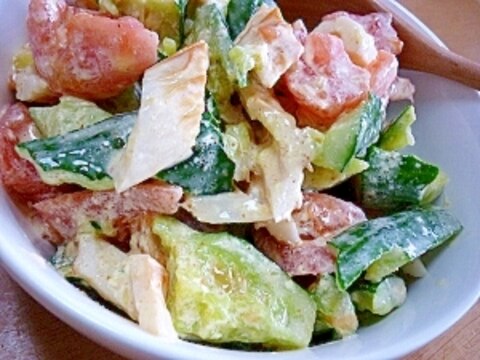 きゅうり・ちくわ・トマト*マヨごまドレ和え*